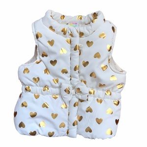 Baby Girl Puffy Vest Hearts 6 months White Gold